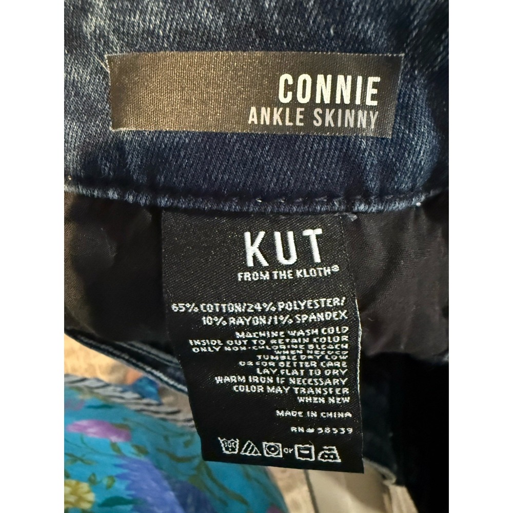 Kut from the Kloth Connie ankle skinny raw hem jeans Women's Hem Dark Wash 12 - Picture 10 of 12